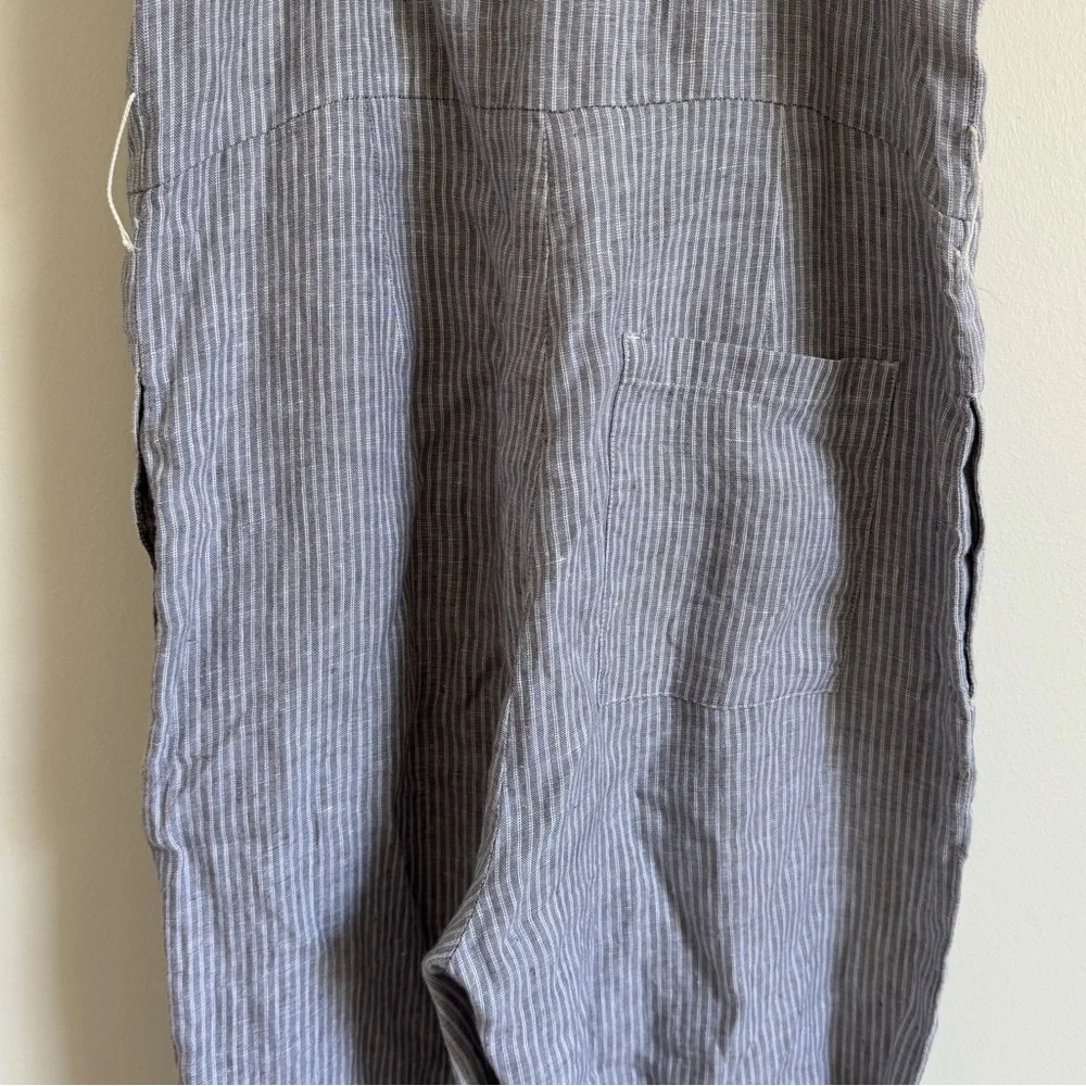 Everlane Linen Jumpsuit Square-neck Size 0 Striped Blue Summer Beach